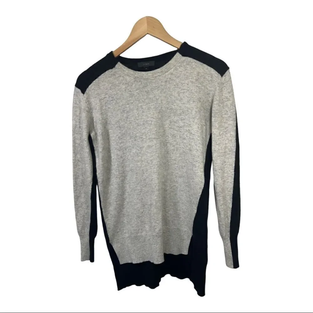 J. CREW Women’s Wool Blend High Low Hem Sweater Gray/Black Size Extra Small